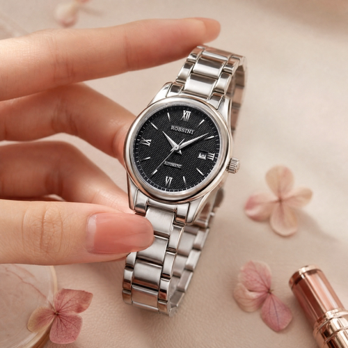 罗西尼5508女表钢带机械日历
