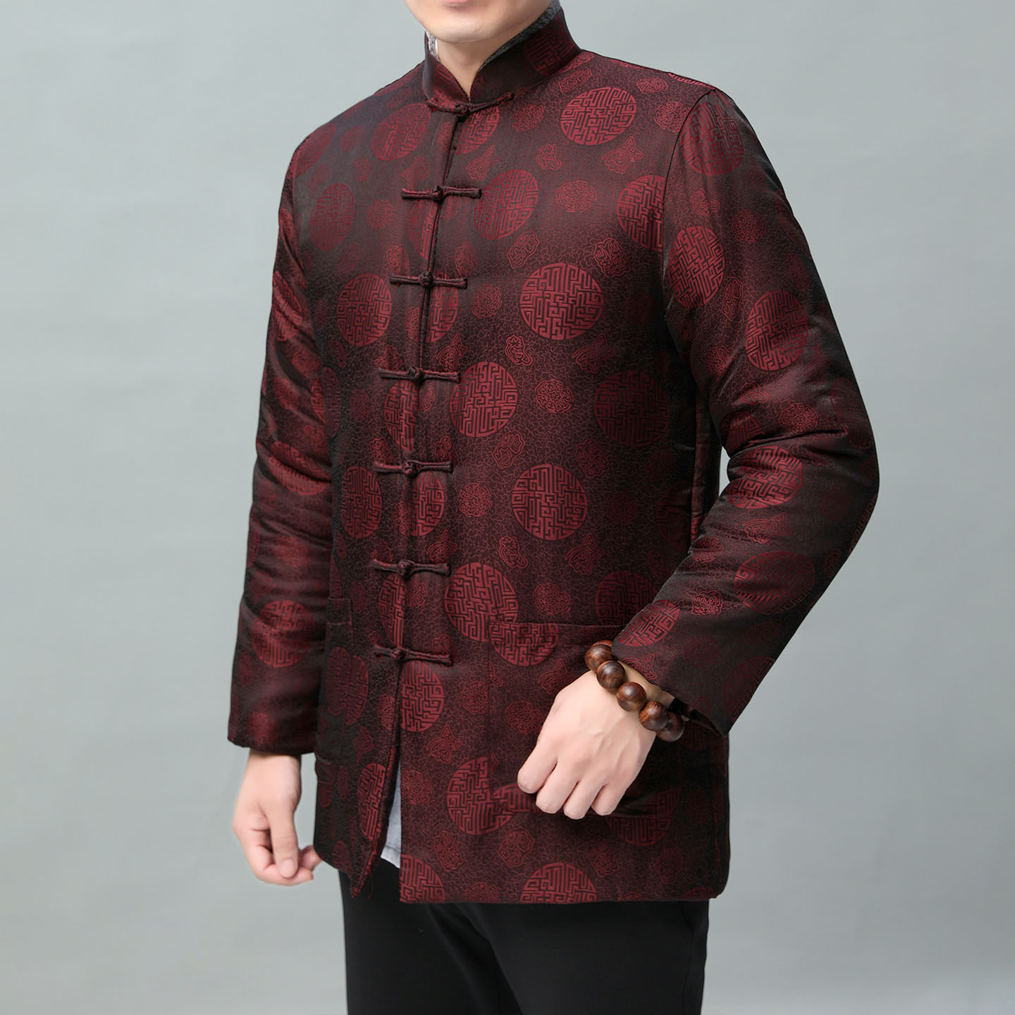 香云纱棉袄男冬季中老年唐装棉衣真丝桑蚕丝保暖外套中式男装棉服,男装,唐装,淘宝优惠券,粉丝福利购,淘宝优惠卷