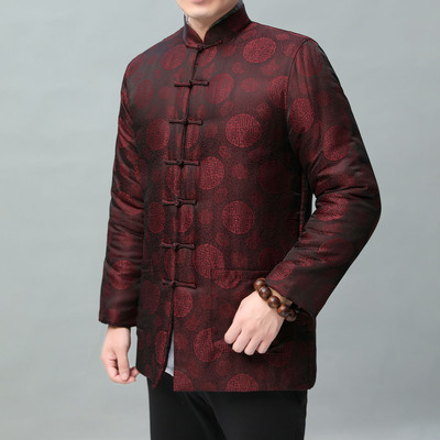 香云纱唐装男士棉袄加厚外套棉衣