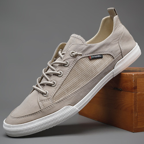 男士一脚蹬懒人网面透气布鞋