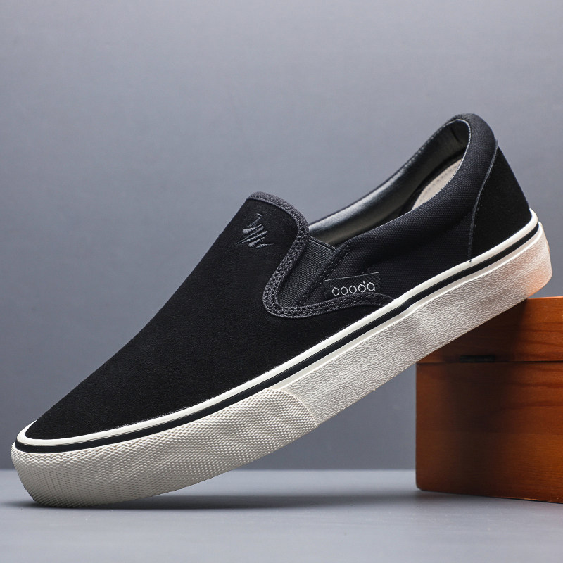 2026新款春秋男鞋帆布鞋休闲潮鞋老北京布鞋一脚蹬懒人鞋夏季透气