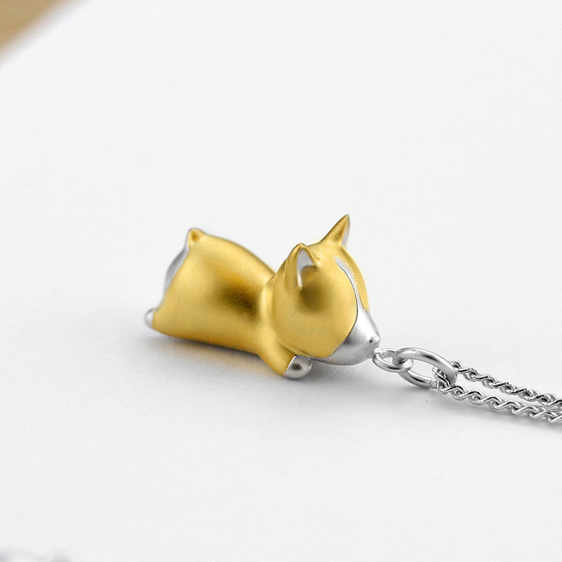 不宣原创设计生肖小狗项链柯基可爱狗狗纯银吊坠生日礼物简约男女