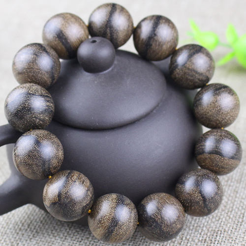 菩萨奇楠沉香木手串20mm文玩沉香木佛珠男女手链虎皮油线直播货源