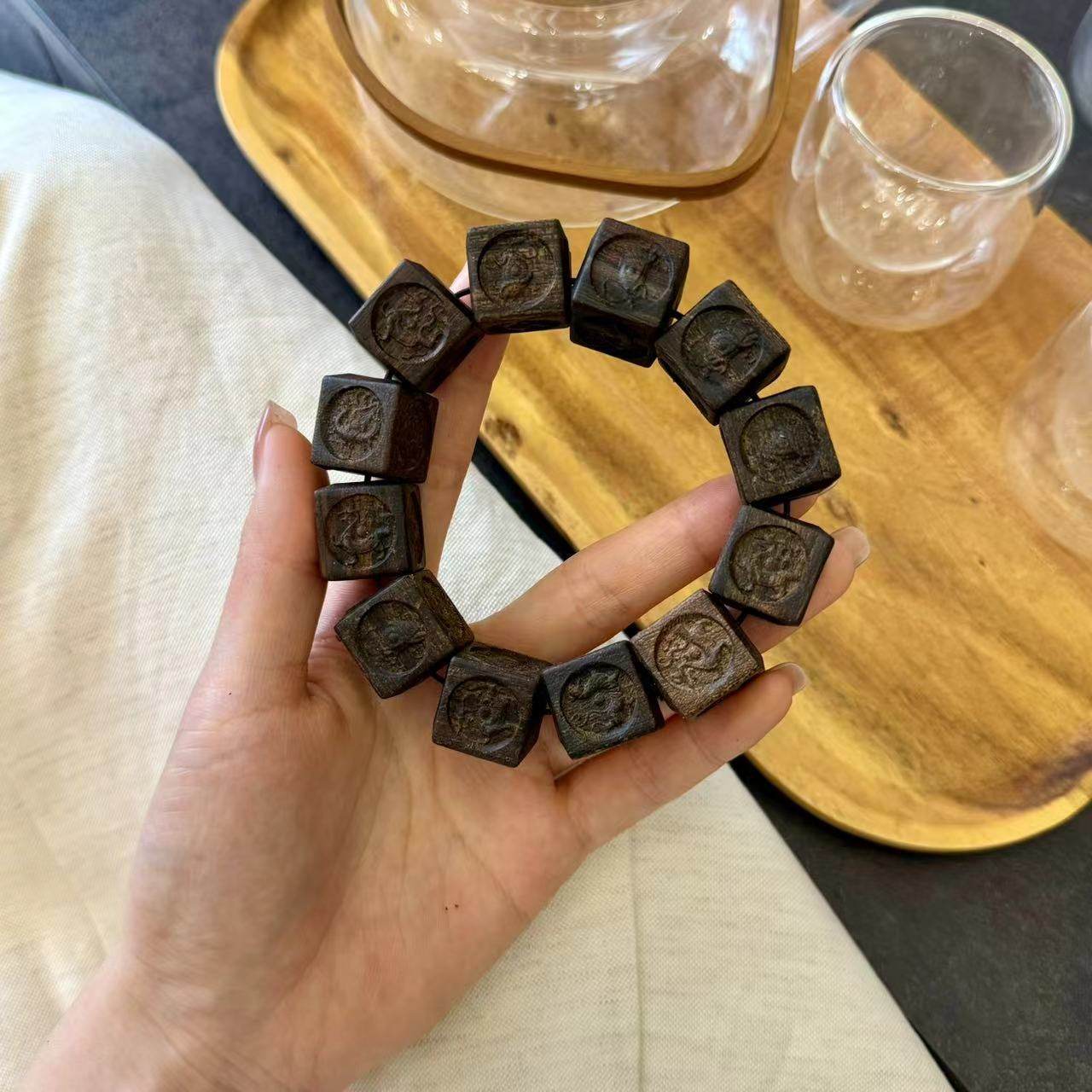 新款原创沉香木四象珠手串网红同款单圈爆款小红书情侣新