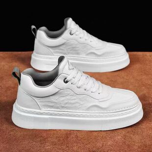 休闲皮面小白鞋 新款 子男士 轻便厚底运动板鞋 男鞋 老爹潮鞋 2026春季