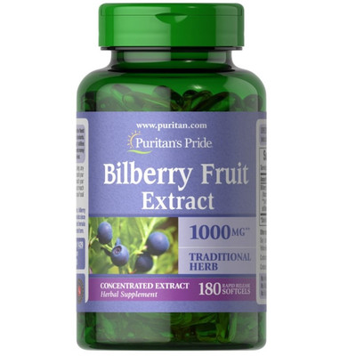 美国进口越橘蓝莓提取1000mg*180粒眼睛健康PuritanPri普丽普莱