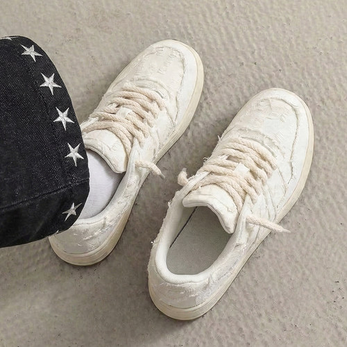 百搭小白鞋低帮帆布鞋厚底板鞋
