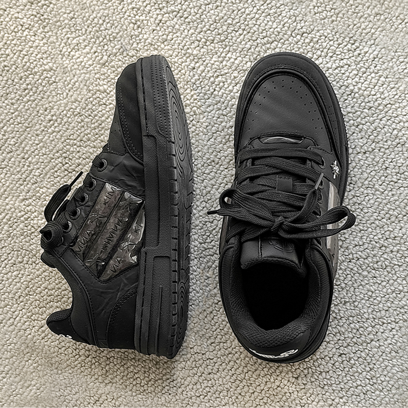 痞帅百搭潮鞋厚底小众黑色板鞋