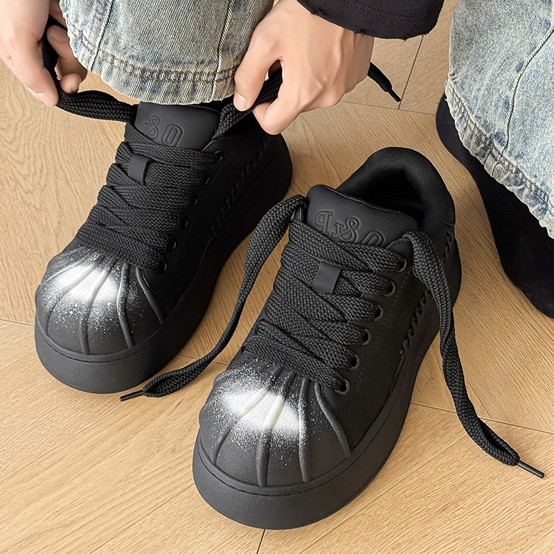 高级感痞帅潮鞋复古轻奢厚底板鞋