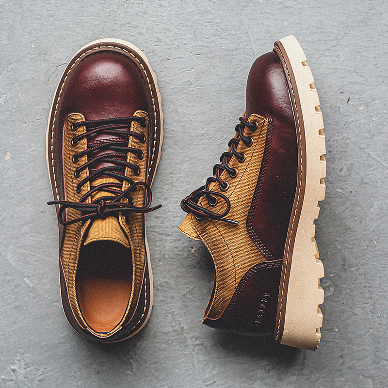 鞋子男2025新款休闲皮鞋英伦风百搭潮鞋厚底短脸工装鞋低帮马丁靴,流行男鞋,工装鞋,淘宝优惠券,粉丝福利购,淘宝优惠卷