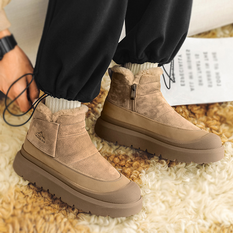 一脚蹬雪地靴户外厚底东北棉鞋