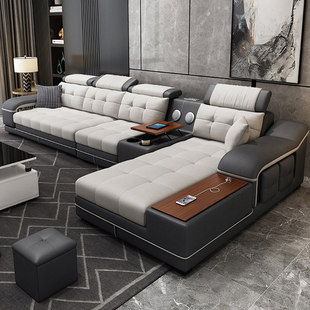 布艺沙发客厅2023新款 简约现代大户型转角贵妃组合家具科技布沙发