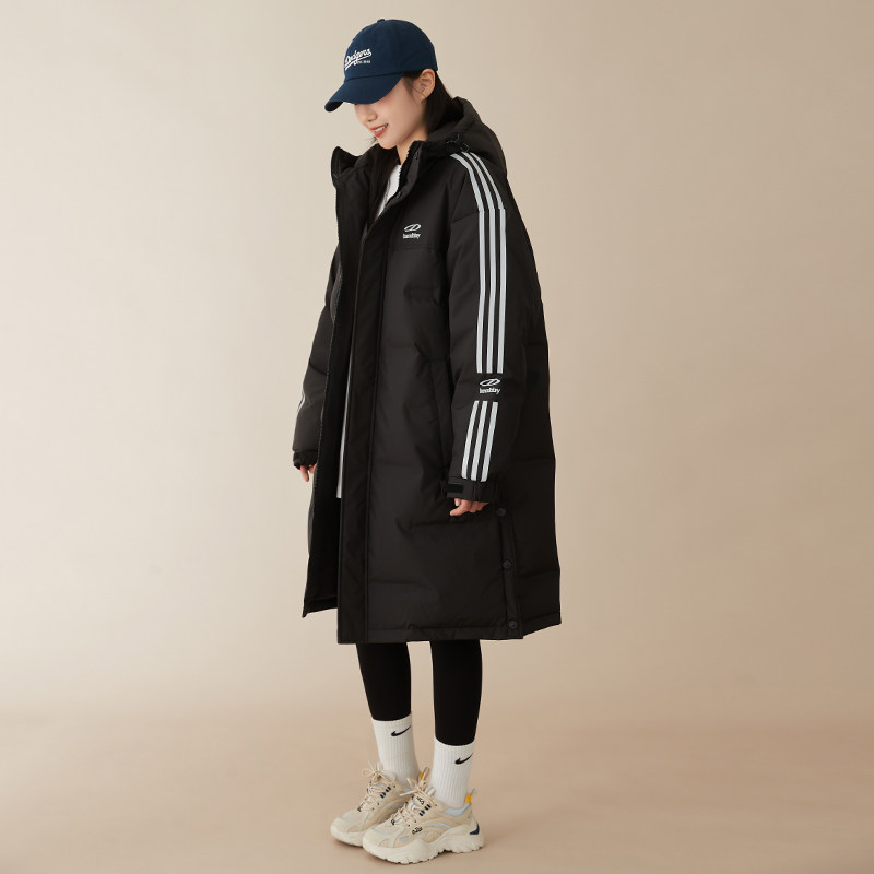中长款羽绒服女冬季防风过膝保暖超好看黑色连帽韩系休闲羽绒外套