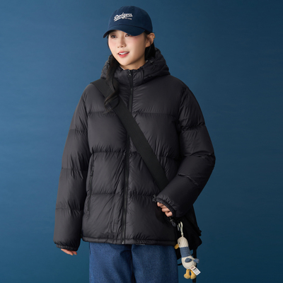 2025冬季新款短款保暖可脱卸帽连帽轻便百搭小个子白鸭绒羽绒服女