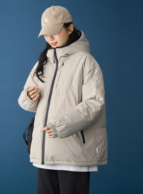 蜂巢储热锁温连帽羽绒服女防水面料冬季通勤户外宽松保暖羽绒外套