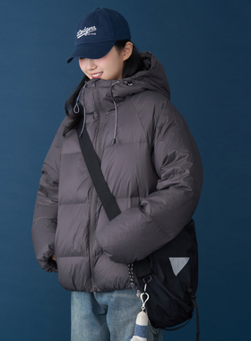 防风防泼水90白鸭绒羽绒服女2025冬季新款连帽宽松短款轻盈羽绒衣