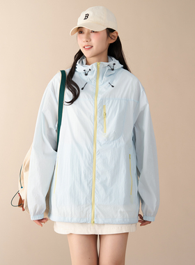 多色时尚防晒服女夏季薄款外套撞色拉链UPF50+防紫外线户外防晒衣