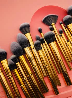 Morphe Y系列金色化妆套刷散粉腮红粉底眼影鼻影高光修容刷包邮