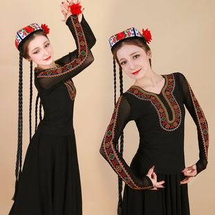 款 艺考生练功服绣花夏季 女士新疆舞蹈演出服 维族舞打底衫 热巴同款