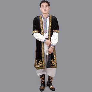 马甲外套腰带维族服装 舞蹈四件套装 春秋款 新疆民族服饰演出服男士