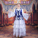 百搭白 新款 女士秋冬季 新疆舞蹈演出服装 款 哈萨克族民族连衣裙套装
