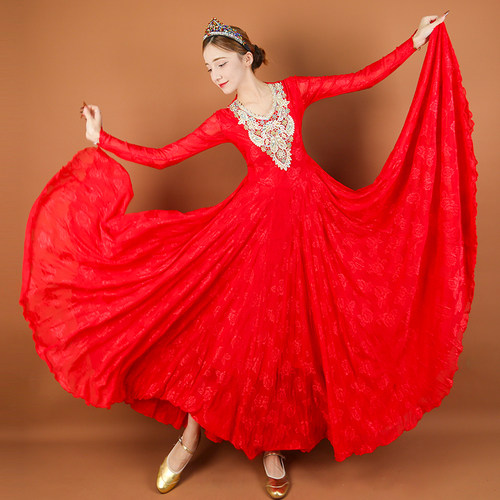 720新疆维族网纱大摆舞蹈连衣裙