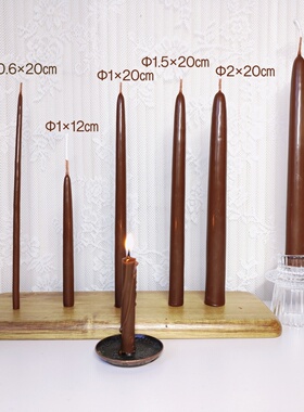 蜂蜡蜡烛 1×20cm棕色大地棕Candel‌收获平衡稳定物质直觉正义感