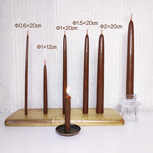 蜂蜡蜡烛 1×20cm棕色大地棕Candel‌收获平衡稳定物质直觉正义感