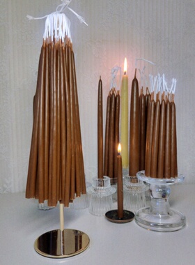 蜂蜡蜡烛0.6×20cm 棕色Candel‌可拧麻花平衡稳定物质直觉正义感