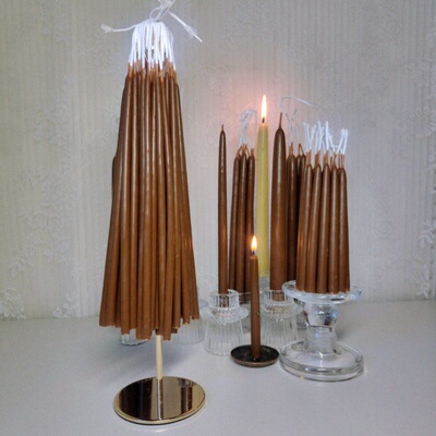 蜂蜡蜡烛0.6×20cm 棕色Candel‌可拧麻花平衡稳定物质直觉正义感