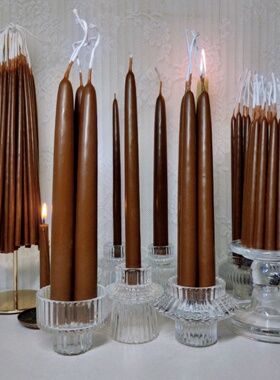 蜂蜡蜡烛棕色大地棕蜡烛1×12cm Candel‌平衡稳定物质直觉正义感