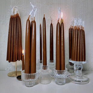 蜂蜡蜡烛棕色大地棕蜡烛1×12cm Candel‌平衡稳定物质直觉正义感