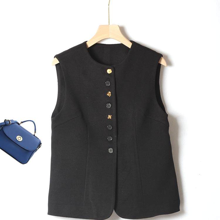 秋冬新款西装马夹高级感厚料单排扣圆领重磅女装轻松抬气质马甲女