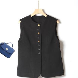 秋冬新款西装马夹高级感厚料单排扣圆领重磅女装轻松抬气质马甲女