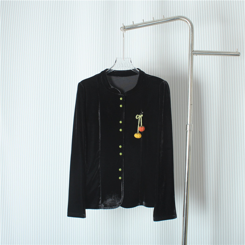 新中式国风复古丝绒南瓜装饰外套