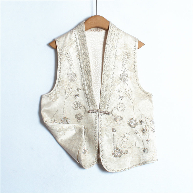 新中式国风钉珠刺绣一粒扣马甲背心2025春季新款时尚气质西服马夹