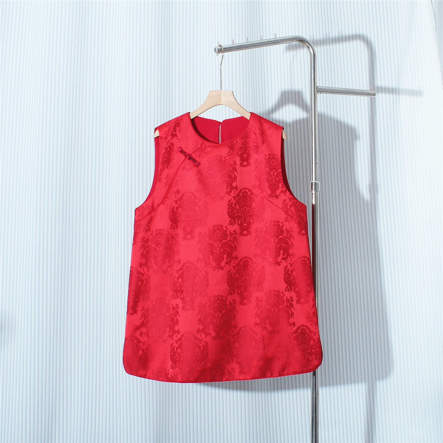 2026春秋新款国风盘扣马甲裙大码微胖MM新中式女装休闲百搭连衣裙