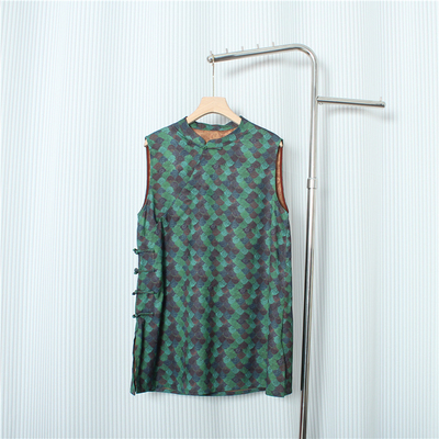 新中式绿色盘扣马甲背心