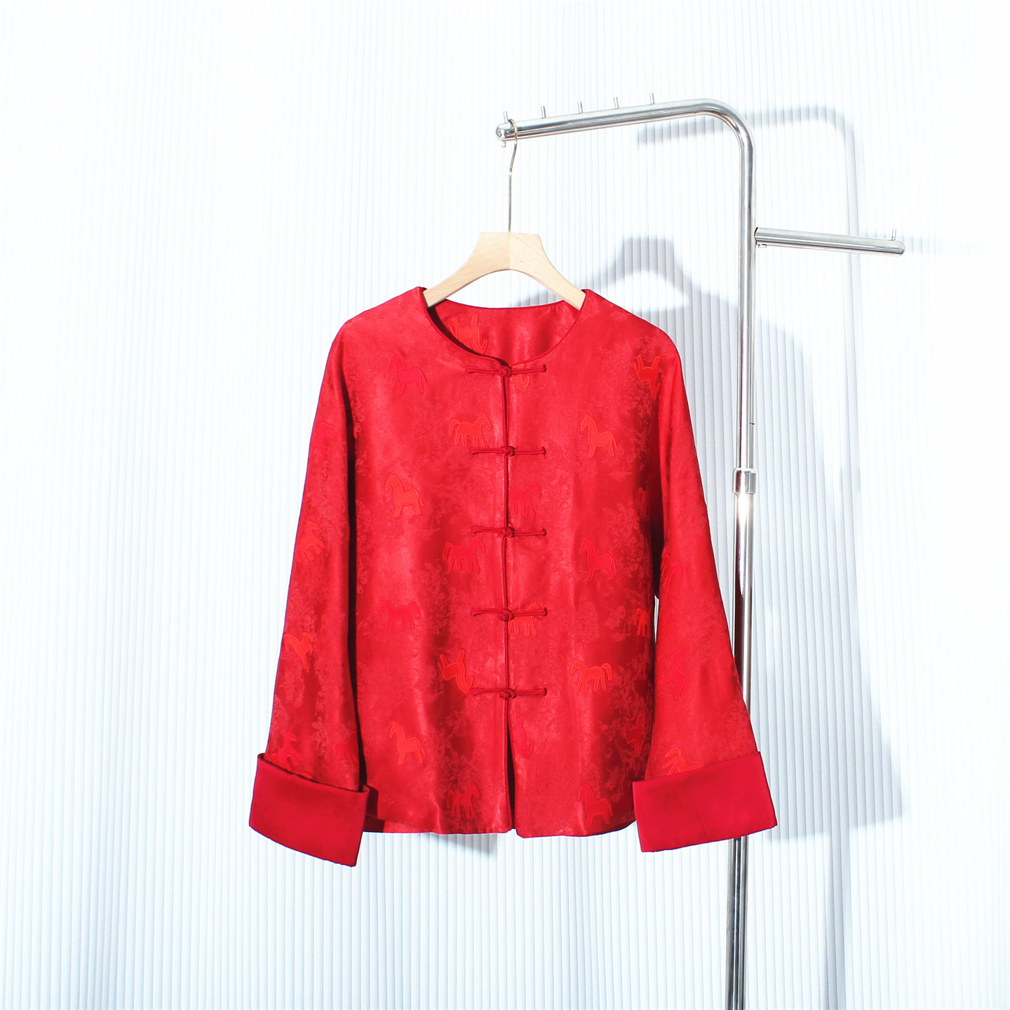 复古提花红色国风盘扣外套女冬2026新款新中式轻奢高级感唐装上衣