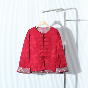 红色新中式国风外套女2025秋冬季新款高级感唐装高端盘扣时尚上衣