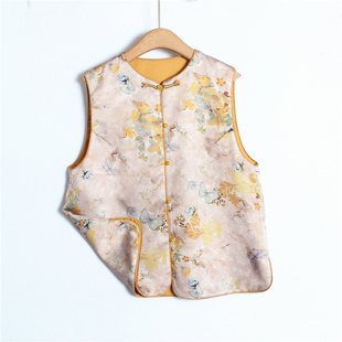 2025年春装新款坎肩妈妈马甲高贵中式印花花马夹女时尚中国风上衣