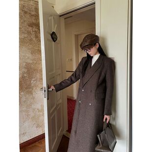 新款 60183过膝2024双面外套女 老钱大衣加风冬季 羊绒羊毛毛呢长款