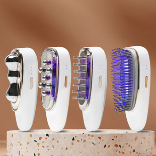 新款四合一面部EMS提拉紧致冷热导入美容仪器 头部按摩放松健发梳