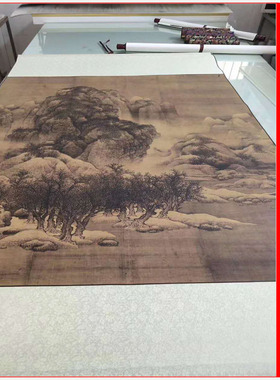 宋范宽雪景寒林图复古书画竖幅挂轴山水国画高清微喷仿古复制装饰