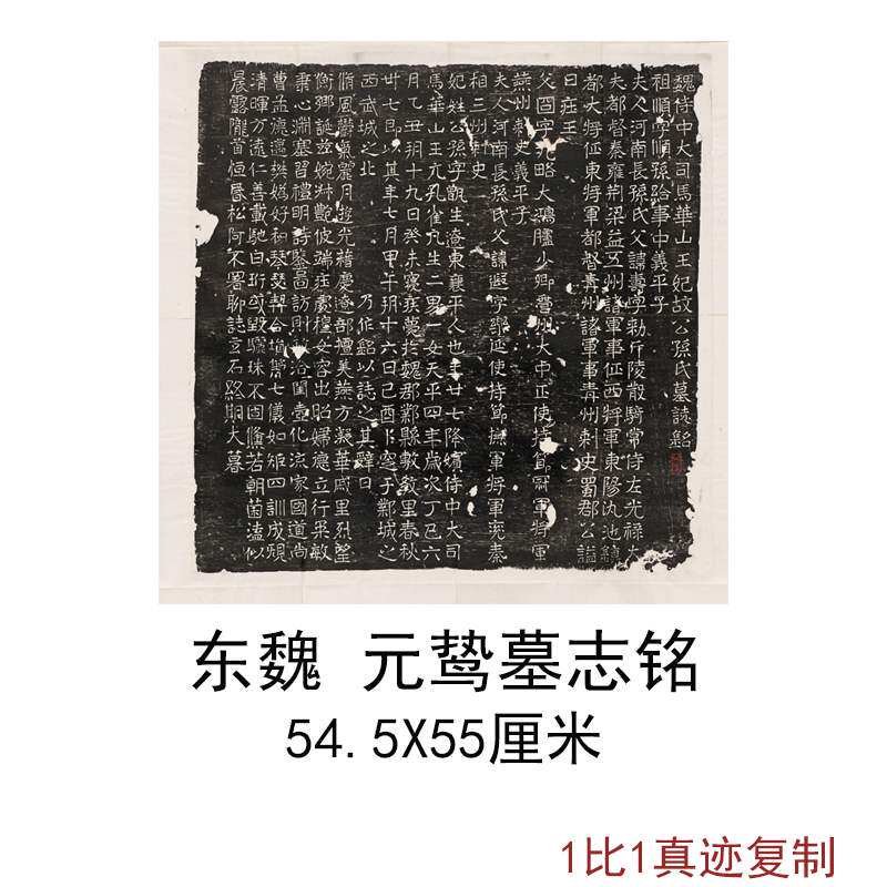 整碑原拓东魏元鸷墓志铭复古书法字画高清微喷仿古复制无框装饰画