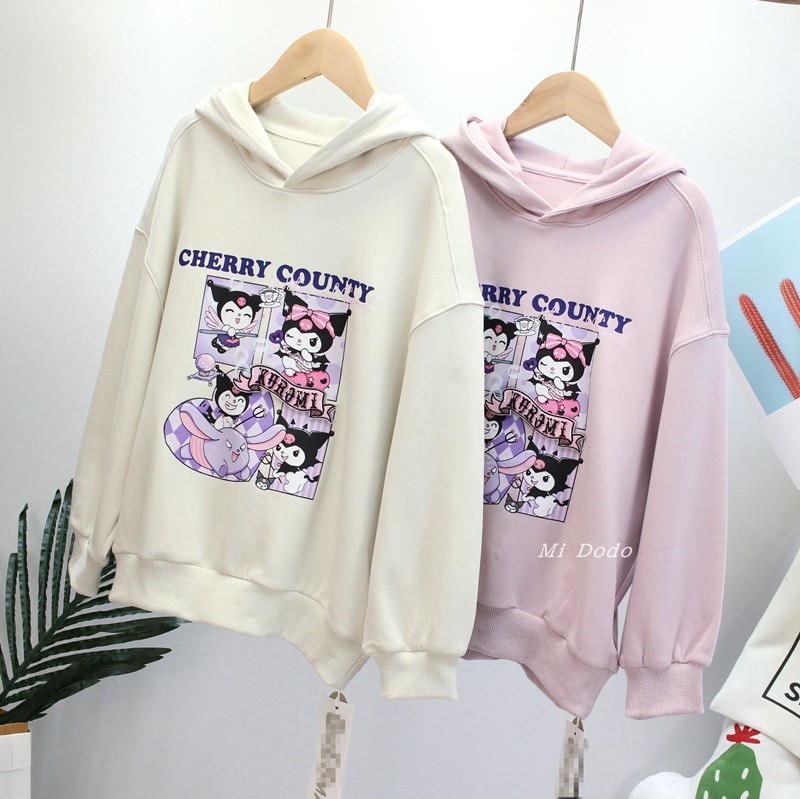 9-19码品牌童装新女童卡通印花连帽卫衣韩休闲上衣中大童套头衫潮