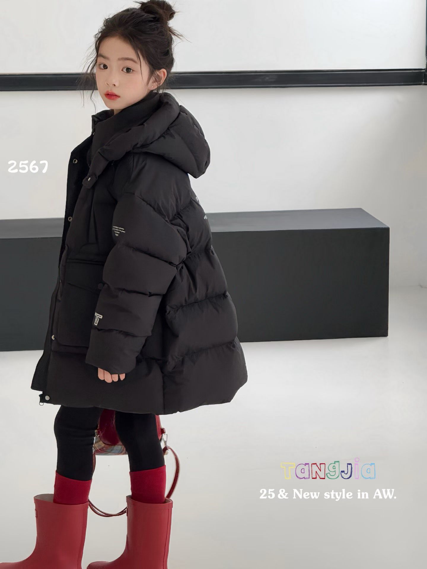 9-19码品牌童装冬男女童韩版中长款保暖外套中大童90白鸭绒羽绒服