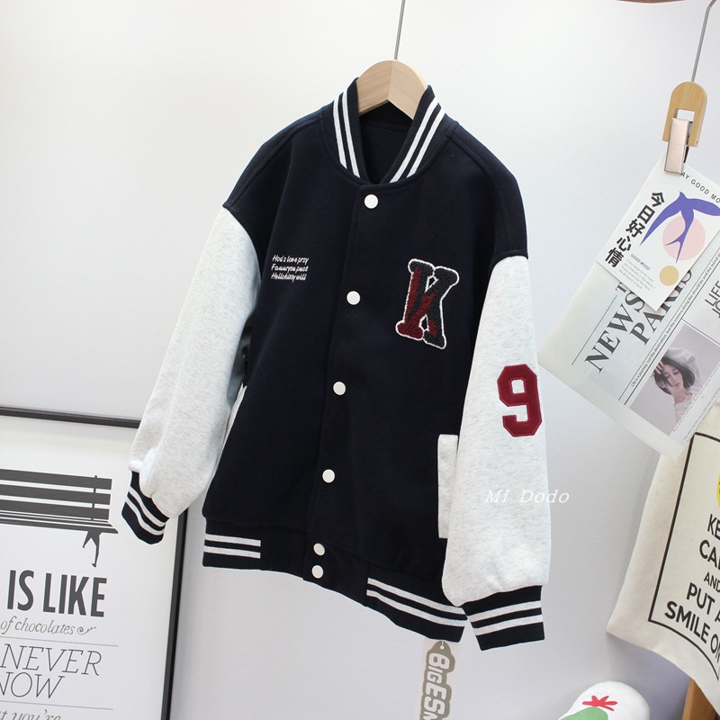 9-19码大E小e童装男女童秋外套韩版休闲棒球服中大童时尚夹克上衣