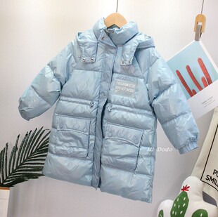 冬白鸭绒免洗羽绒服中大儿童保暖连帽中长款 女童装 外套洋气 17码