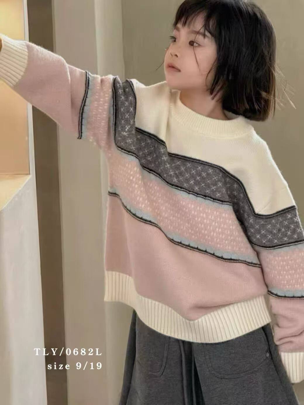 9-19码童乐鱼秋冬新女童针织毛衣/针织衫
